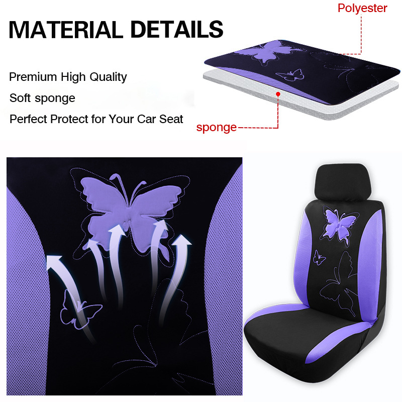Foreign trade car seat covers with butterfly embroidery, suitable for all seasons, popular cross-border foreign trade product on AliExpress and Amazon