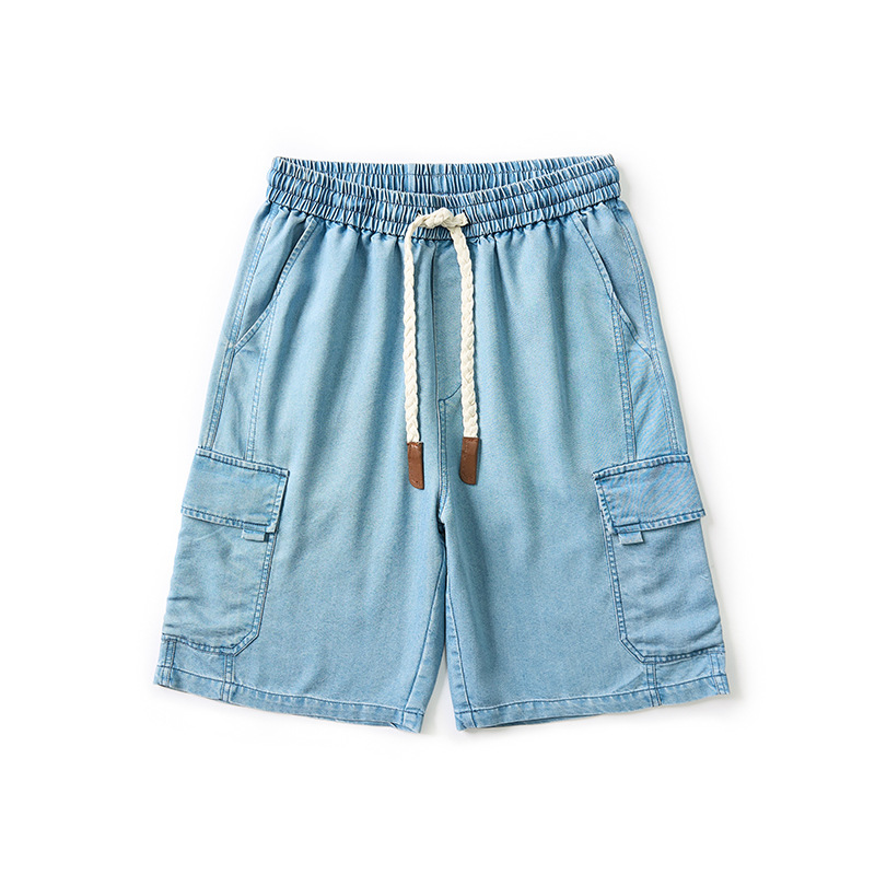 Modische Herren-Jeansshorts, mittelschwer, mit elastischem Bund, ideal für Sommer und Beruf, dünn geschnitten, Oversized-Variante, auch für Dropshipping erhältlich_voghion.com