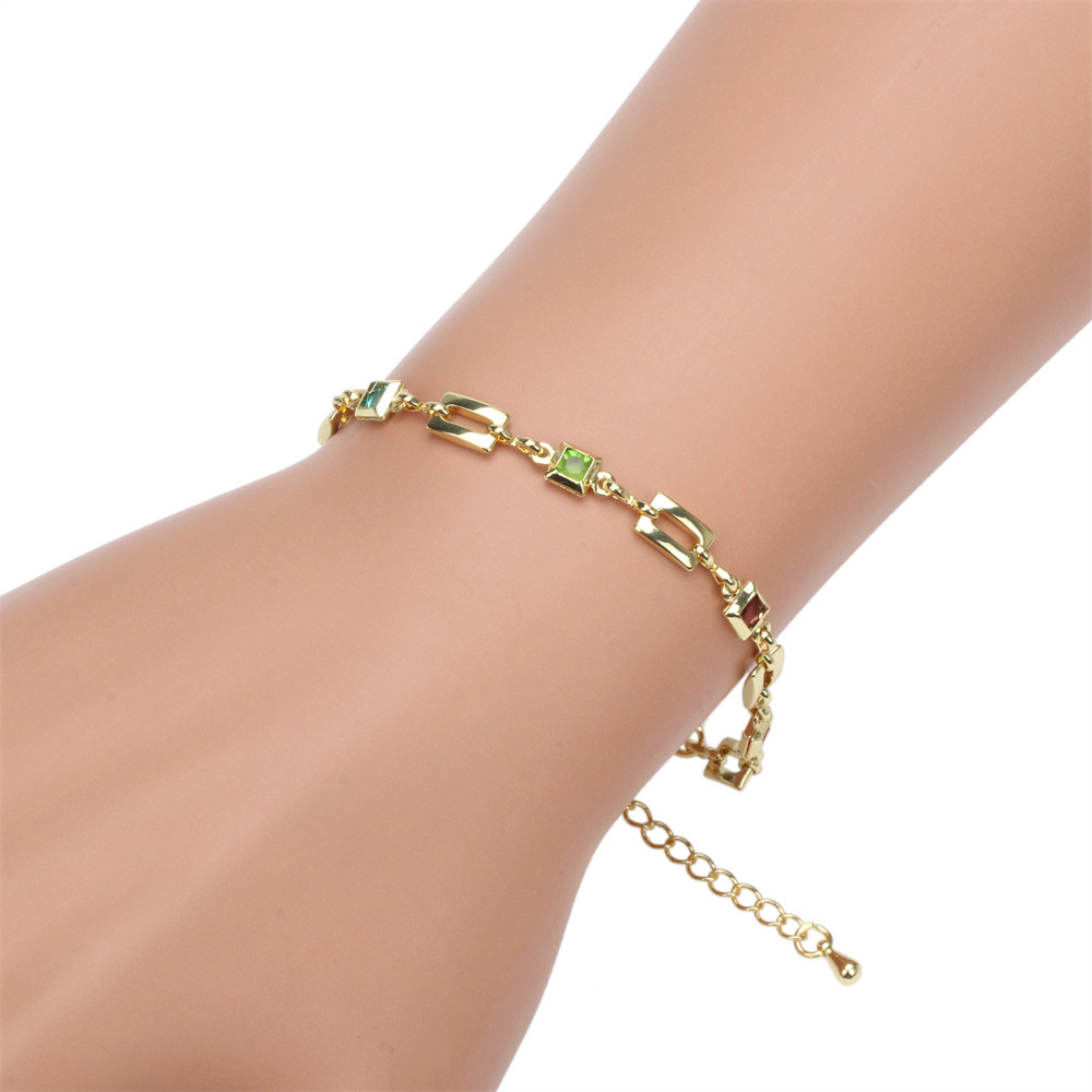 Fashion Square Copper Inlay Zircon Bracelets Necklace