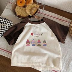 夏季女寶女童短袖T恤兒童新款上衣卡通拼色夏裝寶寶童裝0183A067