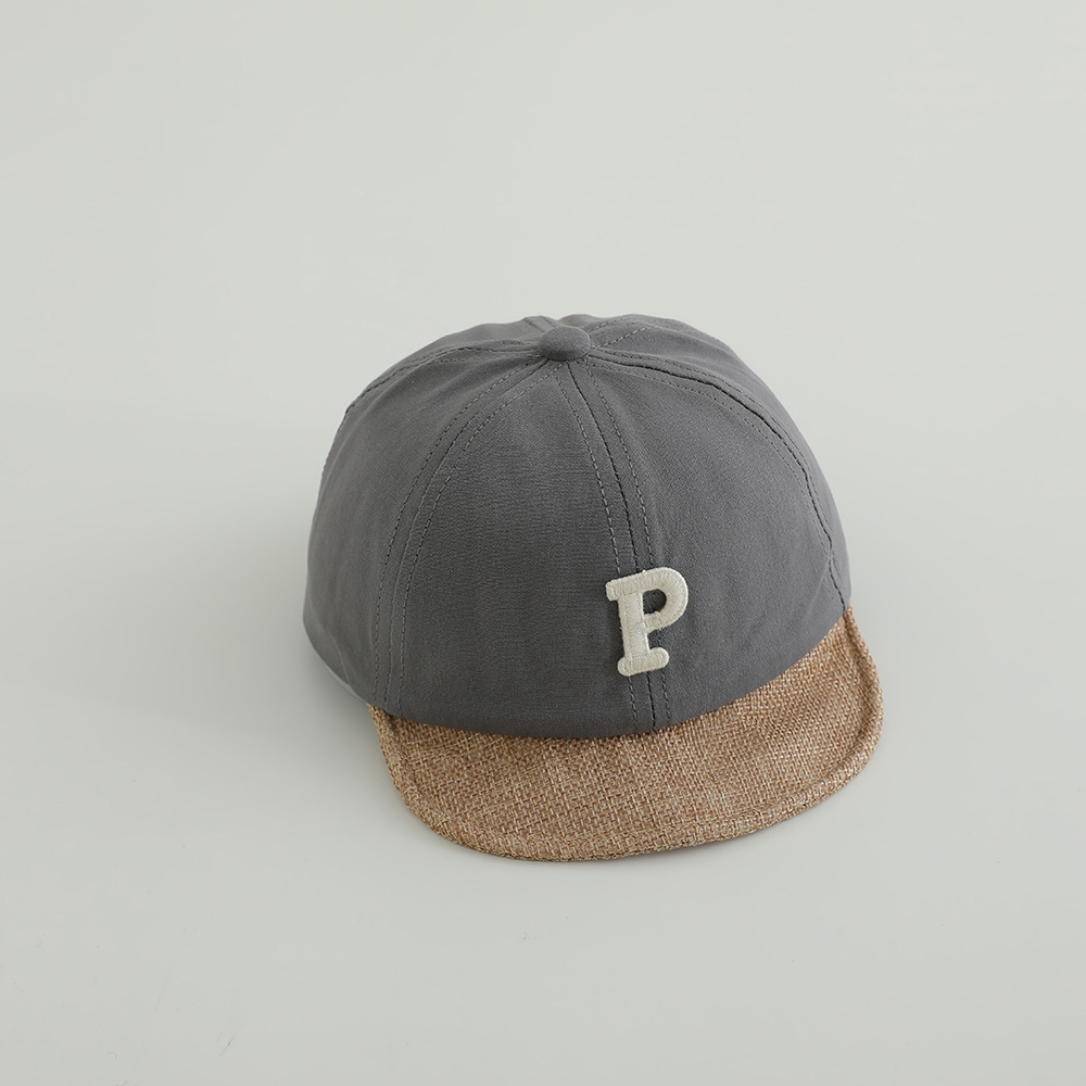 Sombrero infantil de primavera y otoño de letras p, sombrero de brida suave, sombrero de béisbol casual coreano, sombrero de lengua de pato.