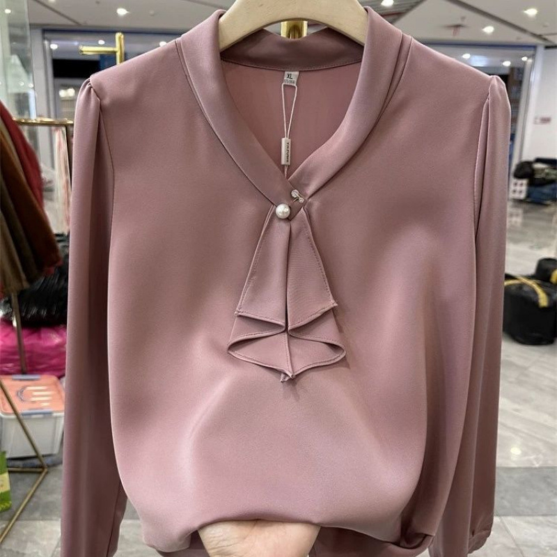 时尚妈妈高贵长袖雪纺衬衫秋装新款洋气衬衣小衫中老年打底衫上衣