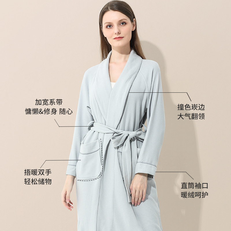 Tencel de lujo de doble cara de lana de otoño e invierno de las mujeres largo camisón albornoz aminoácido puede salir a casa desgaste pijamas en stock