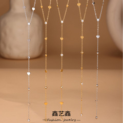 Xinyixinxin 5A ジルコン Y 字型鎖骨ネックレス二層ヨーロッパとアメリカのジュエリーステンレス鋼 18 k リアルゴールドメッキ非退色