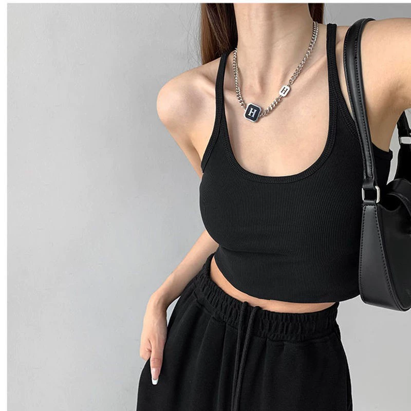 Fitted sexy short base body-friendly tank top sleevless