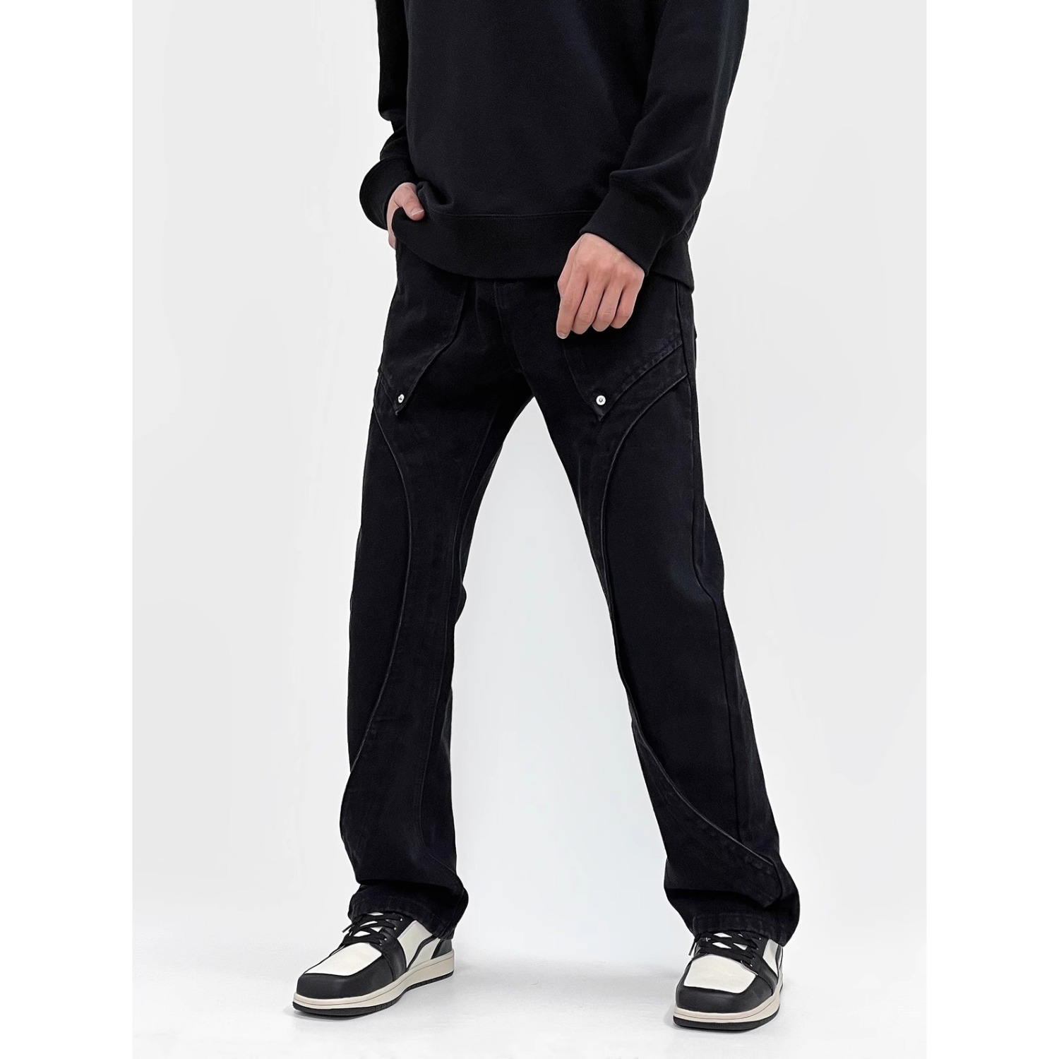 Men's Slim Fit Workwear Jeans High Street Style Trendy Casual Trousers Versatile Denim Pants_mkmklike.com