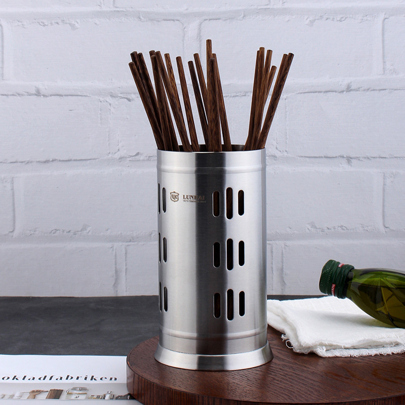 LUNKAI 18 / 10 palillos de acero inoxidable, recipiente de drenaje doméstico, palillos perforados, palillos de barril, palillos de barril