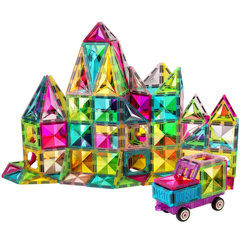 Newqi drill surface color window magnetic piece track pipe color window building block assembly children's educational toy strong magnetic puzzle