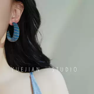 牛仔很在线~缠绕牛仔风耳环美式复古风耳圈小众设计感耳夹