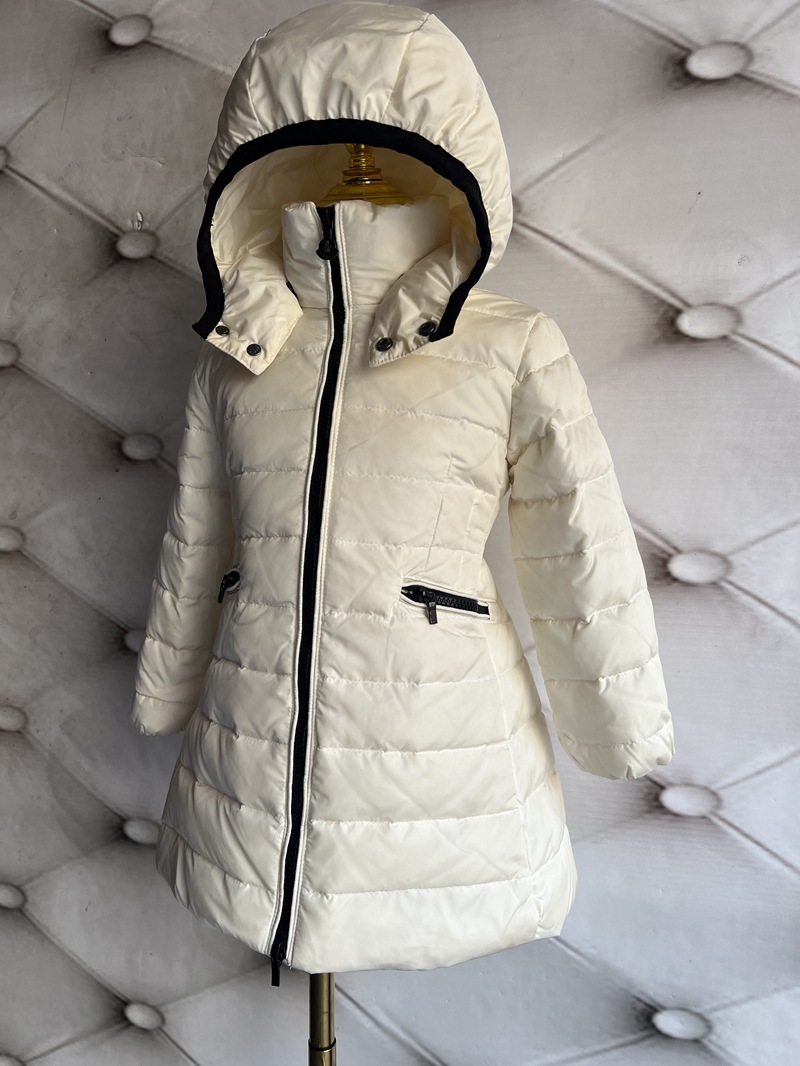 Bērnu apģērbs bērnu dūnu jakas meitenēm, sabiezētas, vidēja un liela izmēra bērnu stilīgas dūnu jakas, vidēja un gara balta pīles dūnas_voghion.com