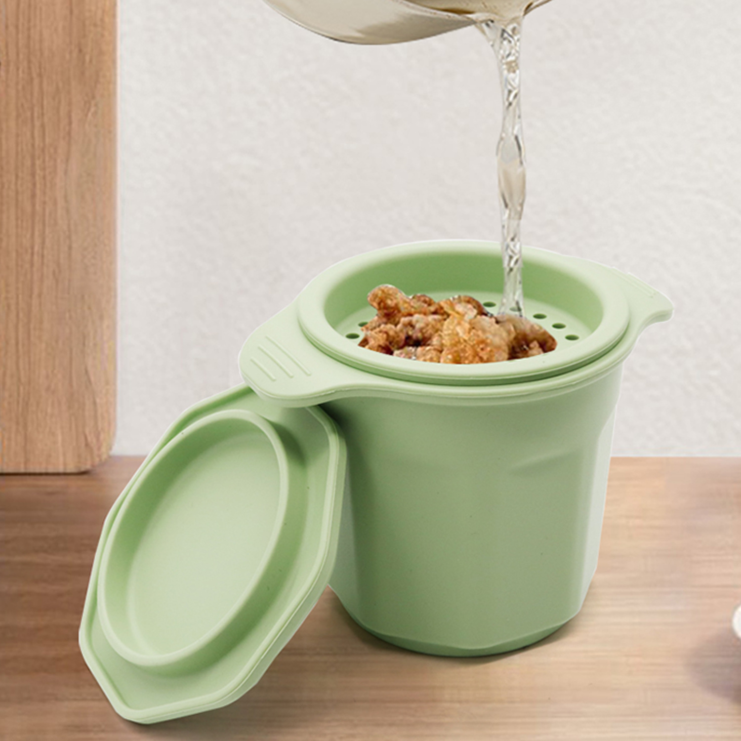 2023跨境新品厨房创意工具油炸食品过滤油脂储存器大号硅胶猪油罐