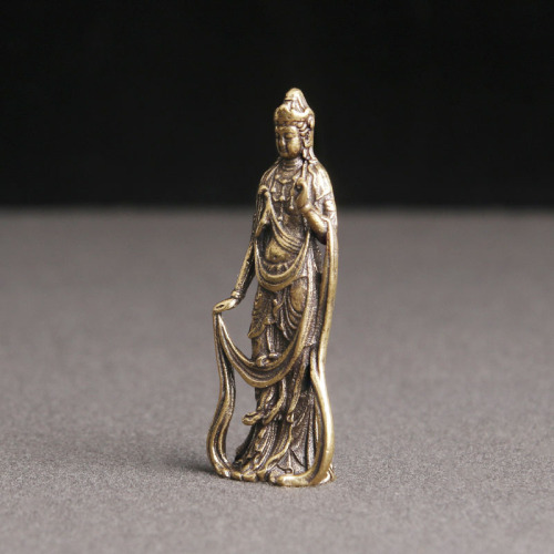 Pure Brass Mahasthamaprapta Bodhisattva Statue Desktop Ornaments Religious Guanyin Statue Worship Crafts Ornaments Old Bronze Wholesale