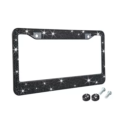 license plate frame, diamond-studded plastic license, License plate holder/license plate holder - round-hole-acrylic-drill-black