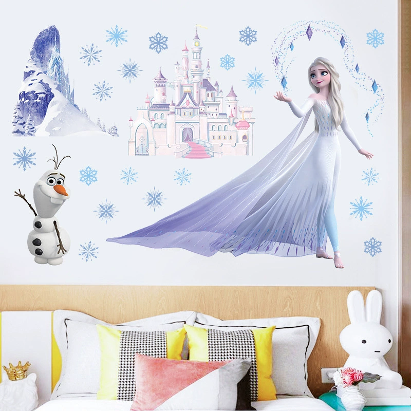Трансграничная внешняя торговля, наклейки на стену «Замороженная принцесса», замок, снежинка, стены, двери и окна, наклейки для спальни, прикроватные наклейки, самоклеящиеся, дропшиппинг