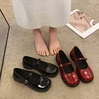 法式复古小皮鞋女2025年新款夏季圆头粗跟单鞋纯色配裙子玛丽珍鞋