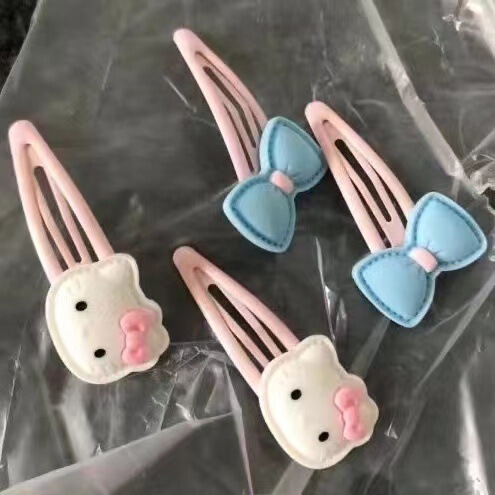 ins cute bear bow bb clip sweet KT kitten hairpin girl bangs side clip cartoon animal headdress