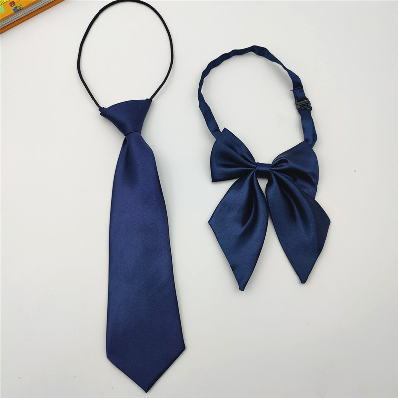 in stock for school uniform factory 11 years old kindergarten tie collar flower bow tie solid color dark navy blue