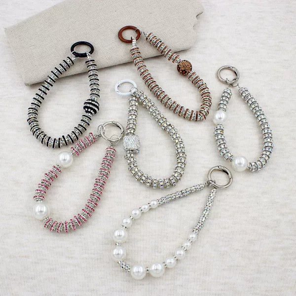 Cross-Border High-End Beaded Short Phone Lanyard, Light Luxury Diamond-Encrusted Phone Strap, Anti-Lost Phone Chain, Bag Chain