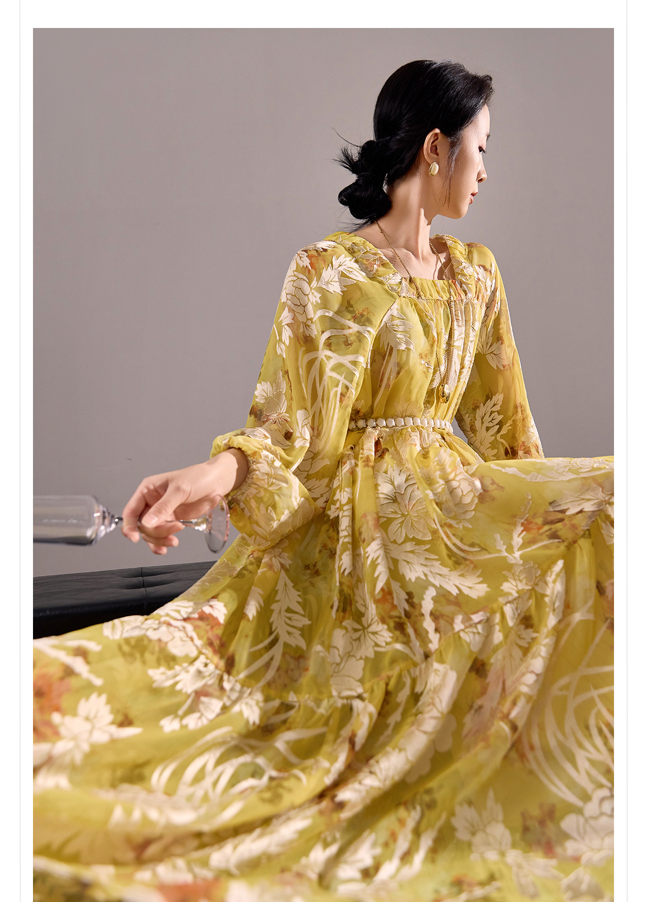 Váy maxi nữ phong cách Trung Quốc mới, chất rayon mềm mại, thiết kế suông rộng tôn dáng — màu vàng chanh chi tiết 8