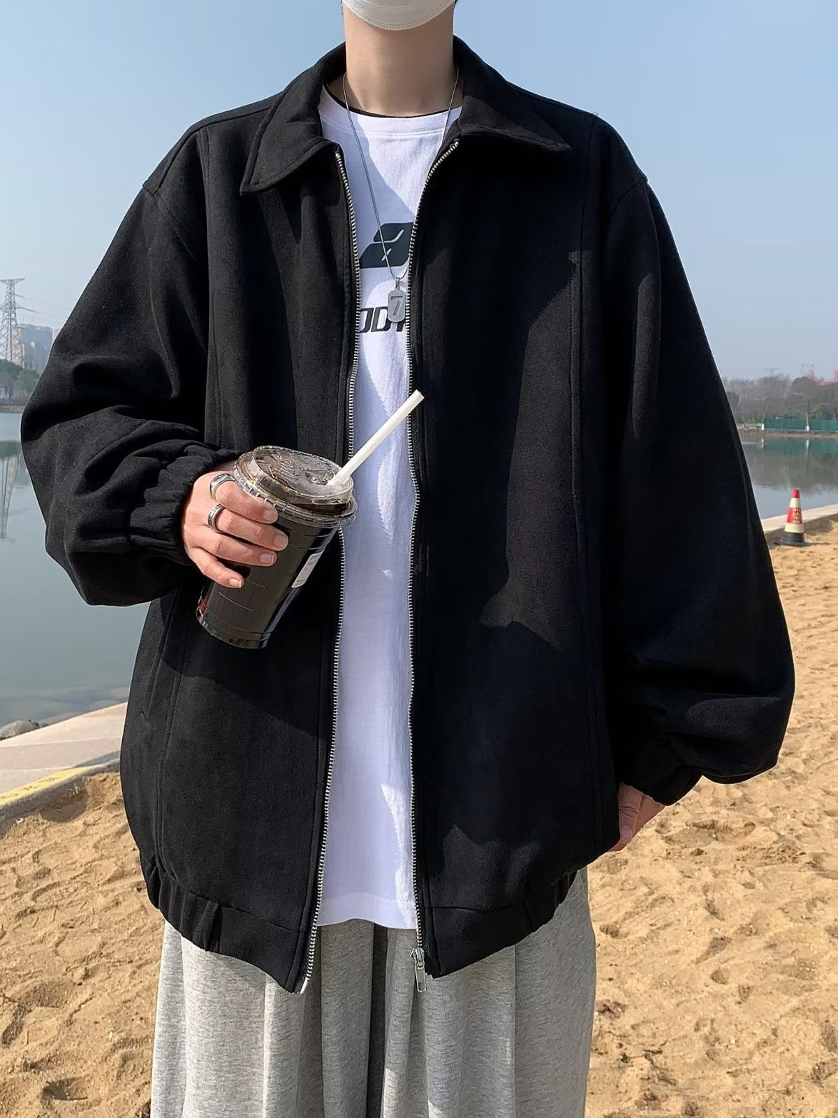 Camisa retro guapa de manga larga para hombre Chaqueta de pana suelta coreana de otoño Estilo de Hong Kong ins Camisa salvaje japonesa