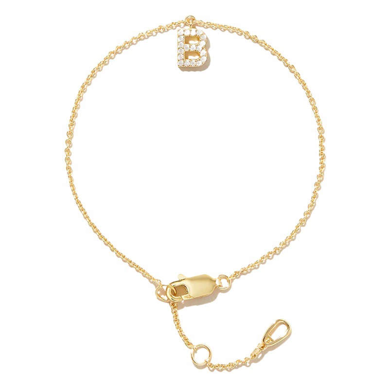 925 plata esterlina INS minimalista diamante carta inicial pulsera europea y americana mejor venta temperamento personalizado de alta gama elegante