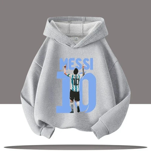 Football star Messi children's hooded sweatshirt boys sportswear cartoon print pullover factory direct sales