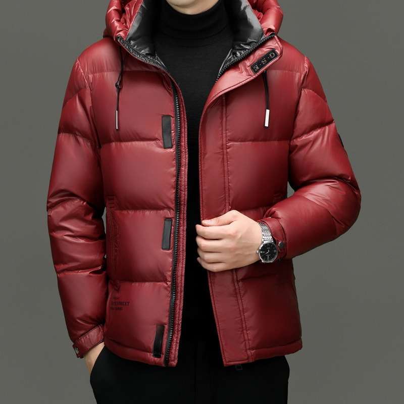 Men's Winter New 90 White Duck down 200g Filled Hooded down Jacket Thickened Warm Hooded down Jacket