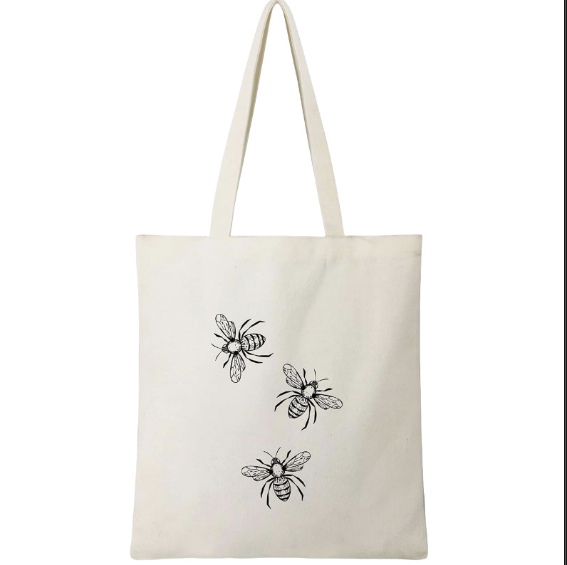 Amazon Cross-border de doble cara impresión margarita abeja flor bolsa de lona fábrica personalizada bolsa de viaje de un solo hombro al por mayor
