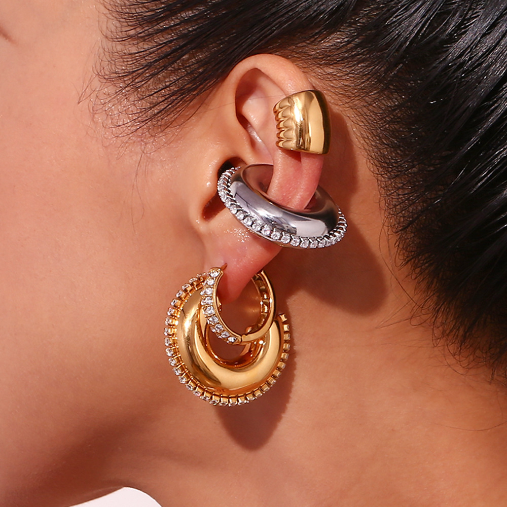 1 Pair Quantity Daily Occasion PVD Coated Real Gold Plated Geometric Stainless Steel Waterproof Non Tarnish Earrings