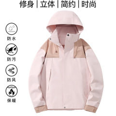 新款春秋季情侣冲锋衣户外登山滑雪单冲外套简约大气时尚百搭潮流