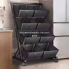 台所の棚が床に落ちた多層野菜バスケット家庭用カートスナック収納バスケット果物野菜棚収納棚