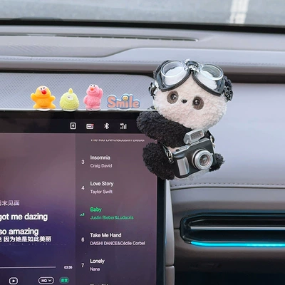 Car ornaments Screen Plush Toy - camera-1-panda-doll-little-monster-with-glue