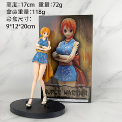 Nami figure from One Piece anime merchandise, wearing a Japanese kimono, standing pose, medium size, cartoon toy, cake decoration