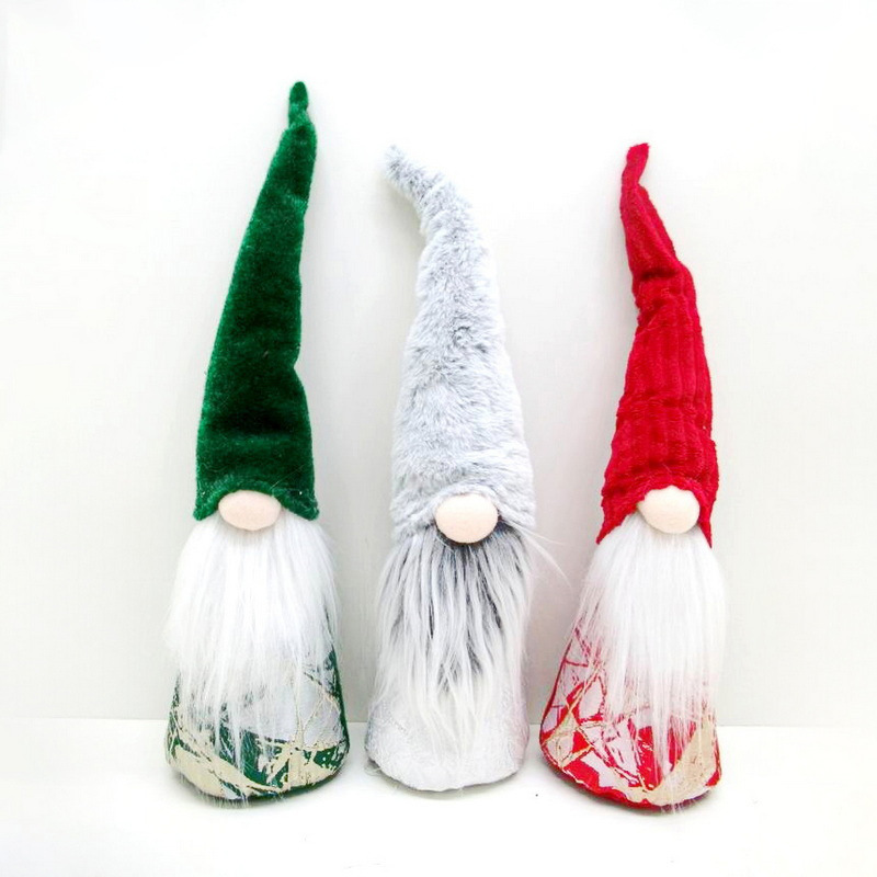 Nueva Navidad transfronteriza Muñeca Rudolph Decoraciones navideñas Gorra puntiaguda sin rostro Piernas colgantes Adornos de muñecas enanas