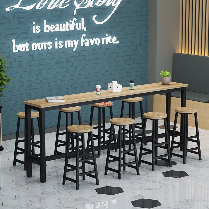 Bar Table, Milk Tea Shop, High Table and Chair Combination, Narrow Table Against the Wall, Long Table Against the Wall, Simple Home Balcony Table