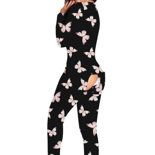 2021 estación independiente Amazon nuevo mono botón impreso botón funcional Flip pijamas para adultos