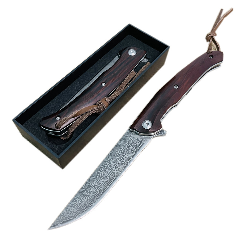 Damasco de acero VG10 cuchillo de carne de mano cuchillo afilado portátil al aire libre cuchillo multifunción cuchillo de fruta