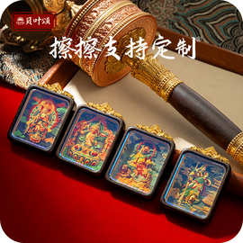 手绘唐卡扎基拉姆黄财绿度母黑财八大文殊吊坠定图立体擦擦唐卡