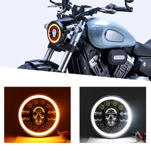 LED牧马人大灯7寸圆形越野车摩托车大灯RGB天使眼改装LED车灯跨境