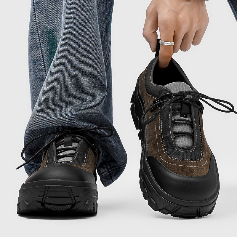 Autumn and Winter Men's Shoes Hiking Shoes Workwear Men's Thick-Soled Versatile Height-Increasing Outdoor Sports Casual Derby Shoes 1138-H