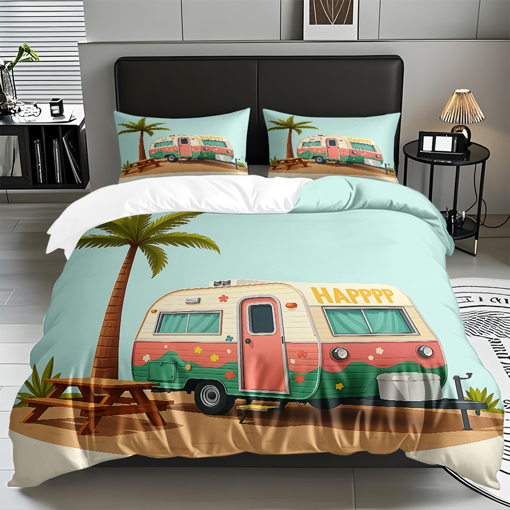 Ventas transfronterizas textiles caseros de ocio viento camping impresión digital abrasión quilt kit fuente de fábrica TEMU / JIT