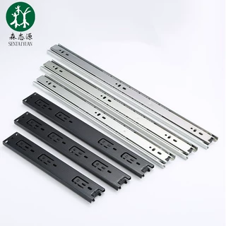 4512抽屉三节滑轨 阻尼缓冲滑道轨道 电脑桌托盘橱柜钢珠静音导轨