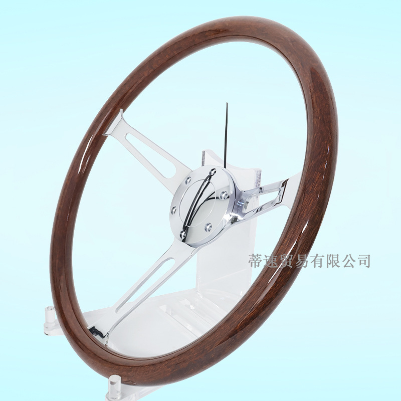 Best-selling modified car steering wheel, classic retro 15inch peach wood color steering wheel, 380MM electroplated bracket with concave center