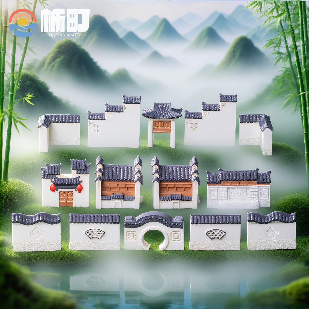 微景观仿真中式建筑微缩模型 diy装饰品复古摆件生态瓶树脂小摆件