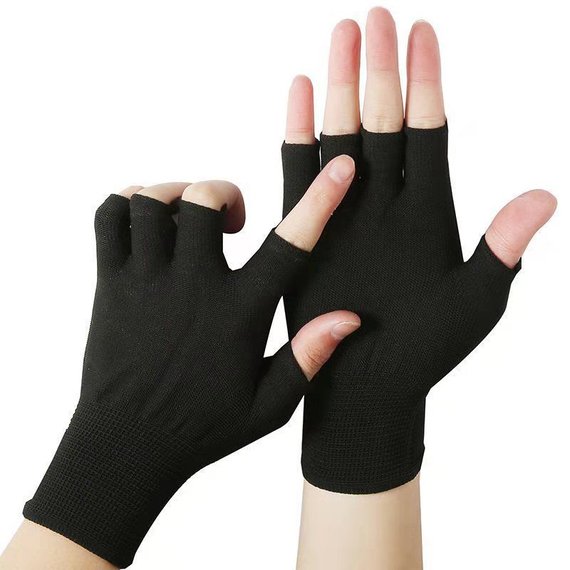 Thin Fingerless Tea Picking, Fishing, Protective Half-Finger Gloves For Packing And Sorting, Nylon Sunscreen High_voghion.com
