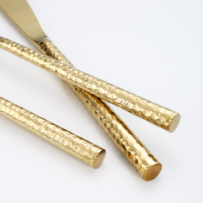 Edles Besteckset Mit Hammerschlagdesign Aus Edelstahl Rund_voghion.com