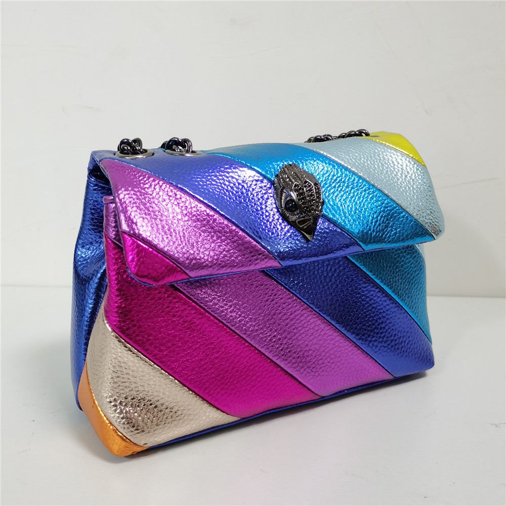 Frau Klein Alle Jahreszeiten Pu-leder Streifen Mode Quadrat Flip-cover Schultertasche display picture 1