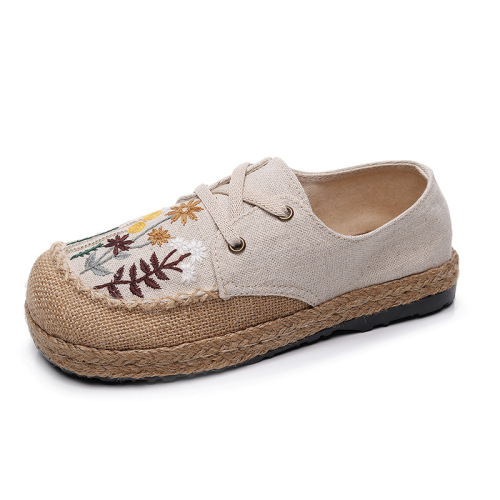 Flowers Chinese Hanfu Shoes national wind dandelion women shoes embroidered linen goosegrass bottom manual suture help with cloth shoes