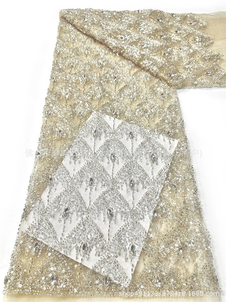 Fabricante nuevo vestido de boda de diamante tela de brindis contraposición manual de diamante en caliente tela de encaje bordada