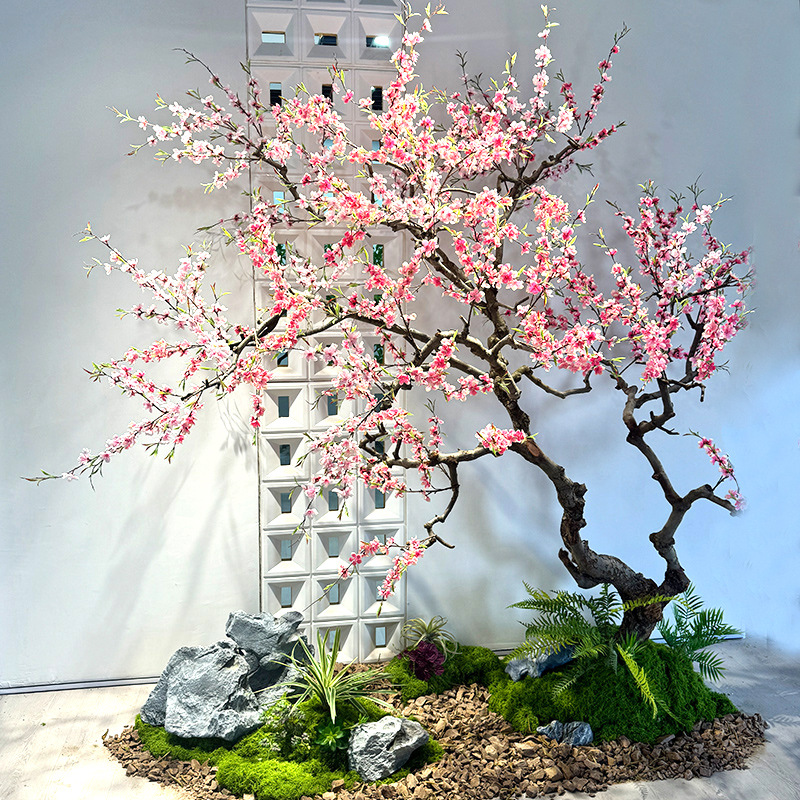 仿真桃花树假樱花梅花树玄关花园阳台许愿树新春装饰绿植景观造景